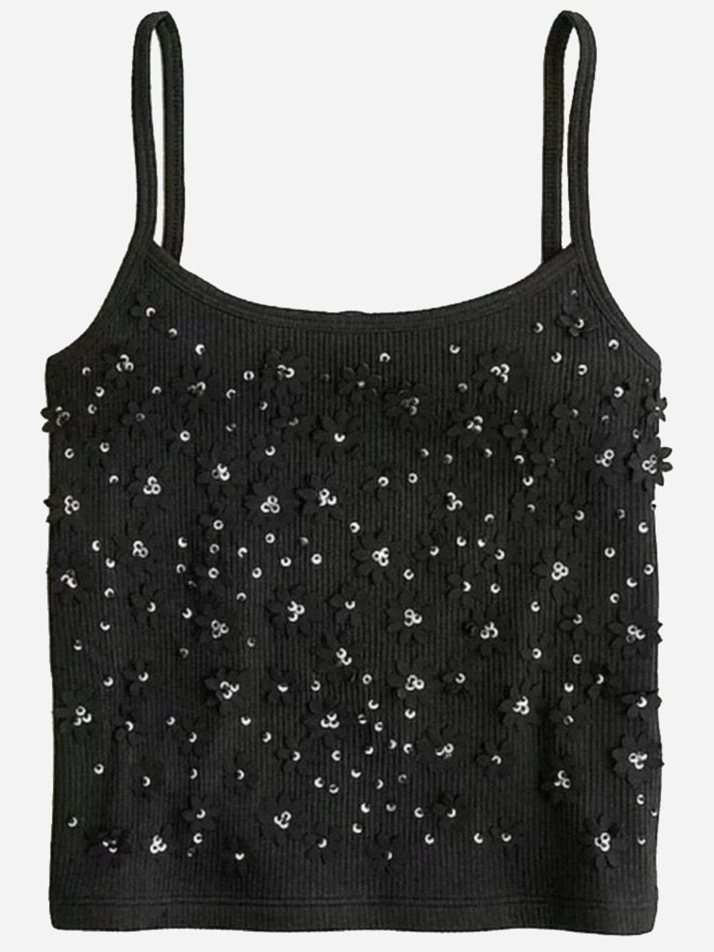 J.Crew floral embellished vintage rib tank top Size: M